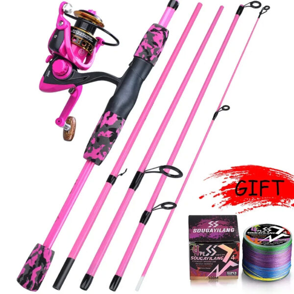 1.7m Pink Spinning Rod and 1000~2000 Series Spinning Reel