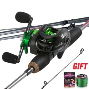 1.7m Green Carbon Fiber Casting Rod and Baitcasting Reel
