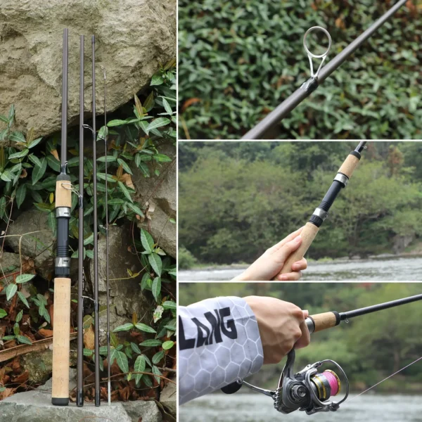 2.1m Ultra Light Wooden Handle Spinning Rods Casting Fishing Pole Carbon Fibre Bass Trout Rods Cork Handle Pole - Image 3