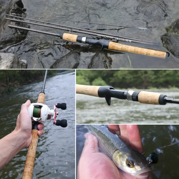 2.1m Ultra Light Wooden Handle Spinning Rods Casting Fishing Pole Carbon Fibre Bass Trout Rods Cork Handle Pole - Image 4
