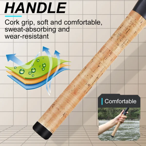 2.1m Ultra Light Wooden Handle Spinning Rods Casting Fishing Pole Carbon Fibre Bass Trout Rods Cork Handle Pole - Image 6