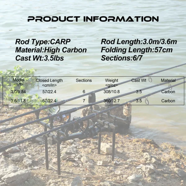 3m 3.6m Carp Fishing Rod Top Quality Carbon Fiber 3.5LB Portable 6/7 Sections Spinning Feeder Rod for Freshwater - Image 6