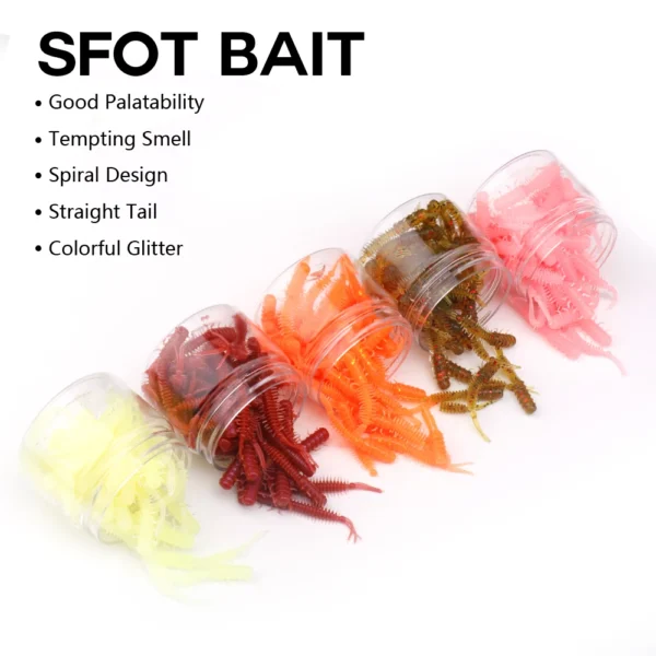 50pcs Worm Silicone Bait 45mm 0.4g Rubber Swimbait Straight Tail Wobbler Soft Fishing Lures Kit With Portable Bottle - Image 2