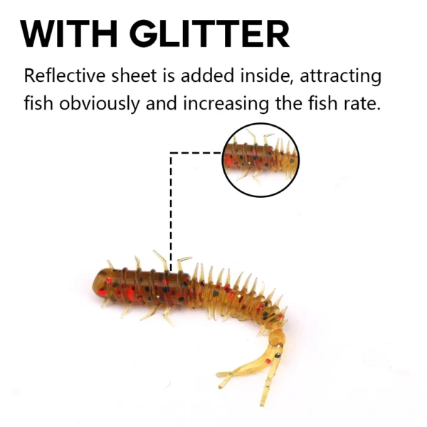 50pcs Worm Silicone Bait 45mm 0.4g Rubber Swimbait Straight Tail Wobbler Soft Fishing Lures Kit With Portable Bottle - Image 3
