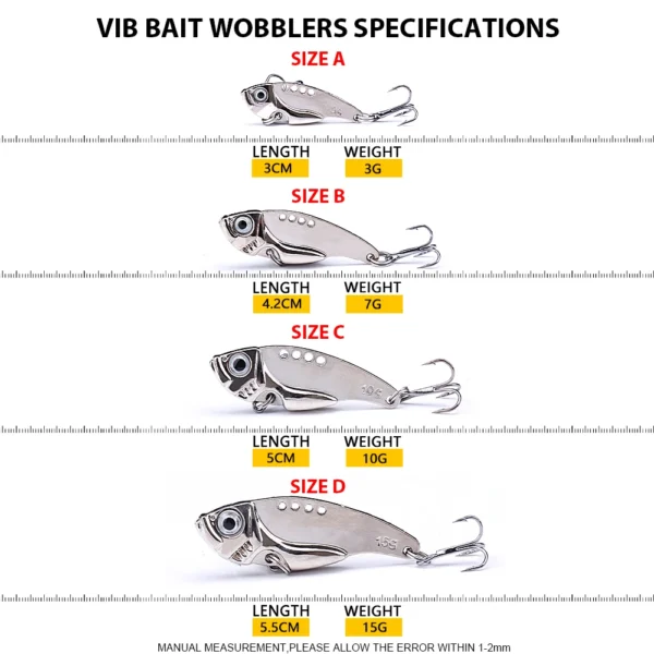 Metal VIB 3g/7g/10g/15g Fishing Lures Vibration Spoon Crankbaits Sinking Wobbler Swimbait Ice Jigs Artificial Bait Tackle - Image 2