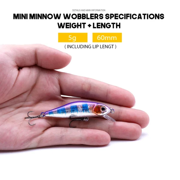 Mini Floating Minnow Wobbler Fishing Lure 6cm 5g Trout Artificial Plastic Hard Bait 3D Eyes Crankbait Bass Fishing Tackle - Image 2