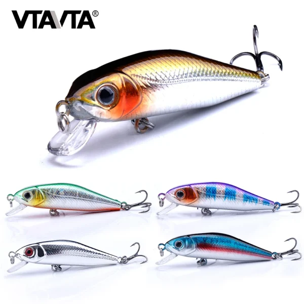 Mini Floating Minnow Wobbler Fishing Lure 6cm 5g Trout Artificial Plastic Hard Bait 3D Eyes Crankbait Bass Fishing Tackle