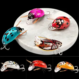 1PC Artificial Ladybug Fishing Bait Cicada Beetle Insect Wobblers Fishing Lures Topwater For Bass Carp Fishing Tackle 3.8cm/4.1g