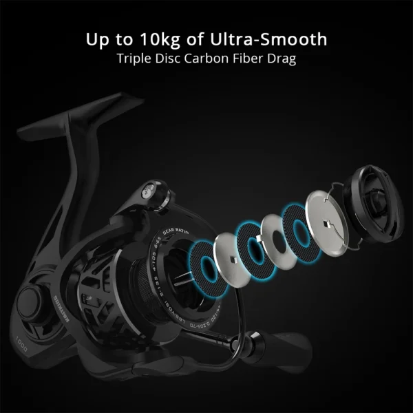 KastKing Zephyr Light Weight Spinning Fishing Reel 7+1Ball Bearings 10 kg Drag Carbon Fiber Drag for Bass Saltwater Fishing Coil - Image 5