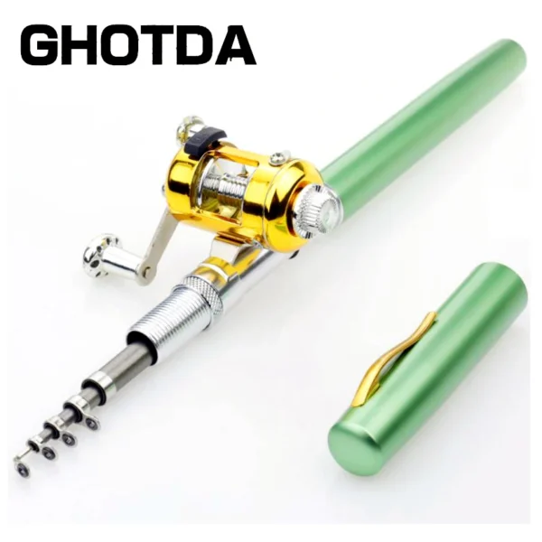 Portable Pocket Telescopic Mini Fishing Pole Pen Shape Folded Fishing Rod With Reel Wheel - Image 6