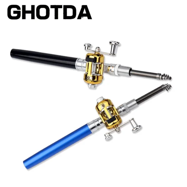 Portable Pocket Telescopic Mini Fishing Pole Pen Shape Folded Fishing Rod With Reel Wheel - Image 5
