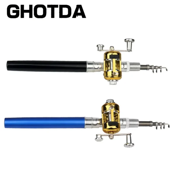 Portable Pocket Telescopic Mini Fishing Pole Pen Shape Folded Fishing Rod With Reel Wheel - Image 4