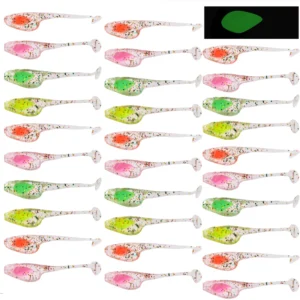 30Pcs Soft Silicone Luminous Floating Fishing Lure 5cm 1g Soft Artificial Bait Swimbaits Jigging Fishing Trout Lures
