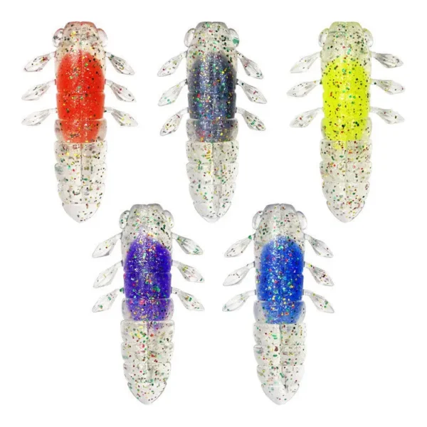 Fishing Simulation Cicada Lure PVC+TPR Insect Soft Bait 5.5cm 4.6g Float Artificial Worm Lures Laser Sequins Lot 5 Pieces SALE - Image 7