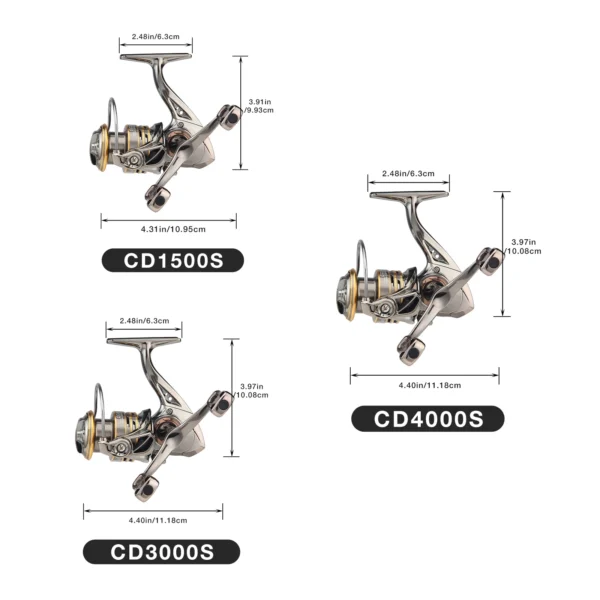 HAUT TON CD Spinning Fishing Reel 5.2:1 GearRatio 13.23Lbs Max Drag Metal Spoo Foldable CNC Double Arm For Freshwater Saltwater - Image 4