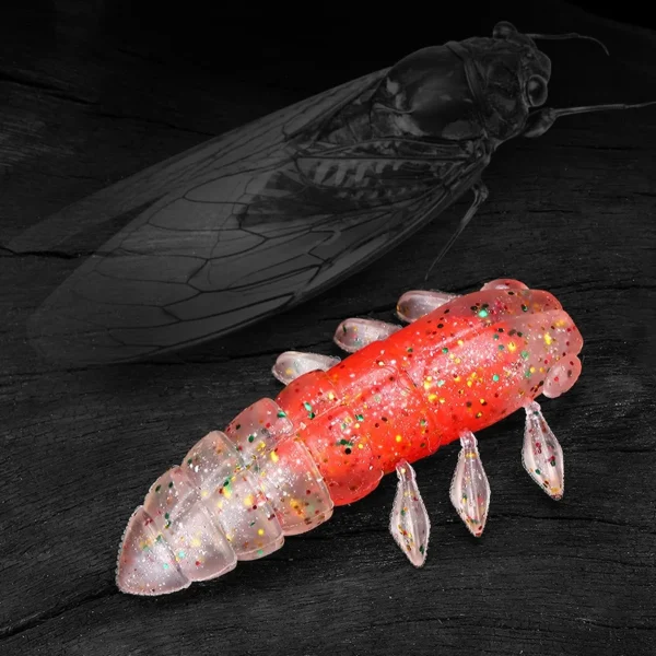 Fishing Simulation Cicada Lure PVC+TPR Insect Soft Bait 5.5cm 4.6g Float Artificial Worm Lures Laser Sequins Lot 5 Pieces SALE - Image 2