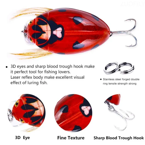 38mm 4g Minnow Lure Topwater Insect Wobblers Fishing Baits Floating Bionics Beetle Bass Lure Mini Catfish Bait for Angler Pesca - Image 3