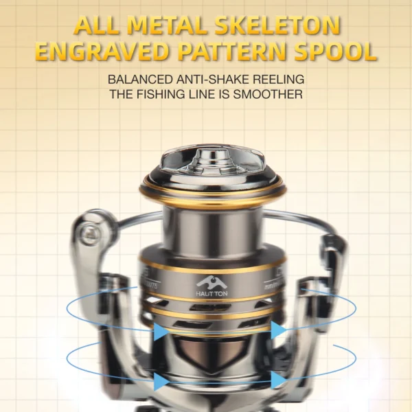 HAUT TON CD Spinning Fishing Reel 5.2:1 GearRatio 13.23Lbs Max Drag Metal Spoo Foldable CNC Double Arm For Freshwater Saltwater - Image 5