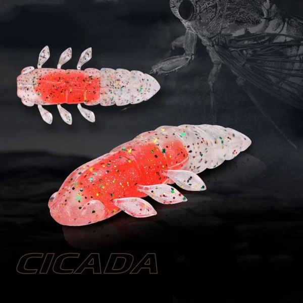 Fishing Simulation Cicada Lure PVC+TPR Insect Soft Bait 5.5cm 4.6g Float Artificial Worm Lures Laser Sequins Lot 5 Pieces SALE - Image 5