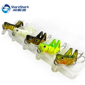 5Pcs Grasshopper Fishing Lure Hard Plastic Artificial Insect Baits Locust Cricket Crankbaits Treble Hook Flying Fishing Lure Set