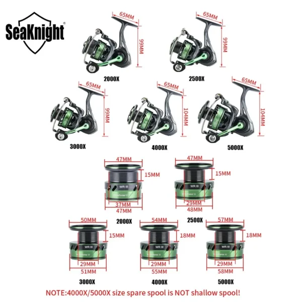 SeaKnight Brand WR III X Series Spinning Reel Durable Gear 5.2:1 MAX Drag 28lb Light Weight Spinning Fishing Reel Wheel - Image 3