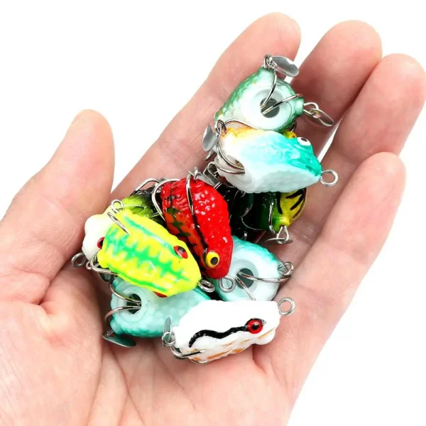 Fishing 2.5cm/2.5g Soft Frog Lure Mini Soft Lure Double Hooks TopWater Ray Frog Artificial Bait - Image 4