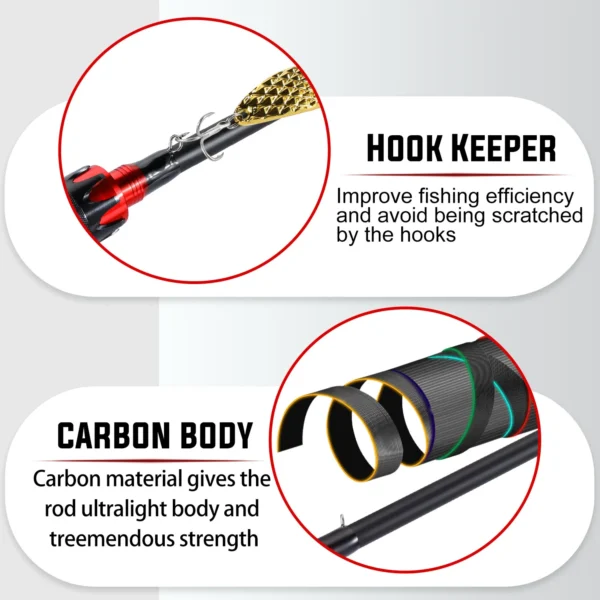 Sougayilang Casting Spinning Fishing Rod 2.1m UltraLight Carbon Fiber Rod Pole 4 Section with EVA Handle 0.8-5g Lure Weight - Image 3