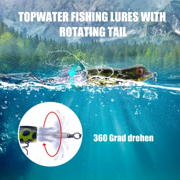 Popper Propeller Topwater Fishing Lures Artificial Bait Hard Crankbait Wobbler Rotating Tail Fishing Tackle - Image 3
