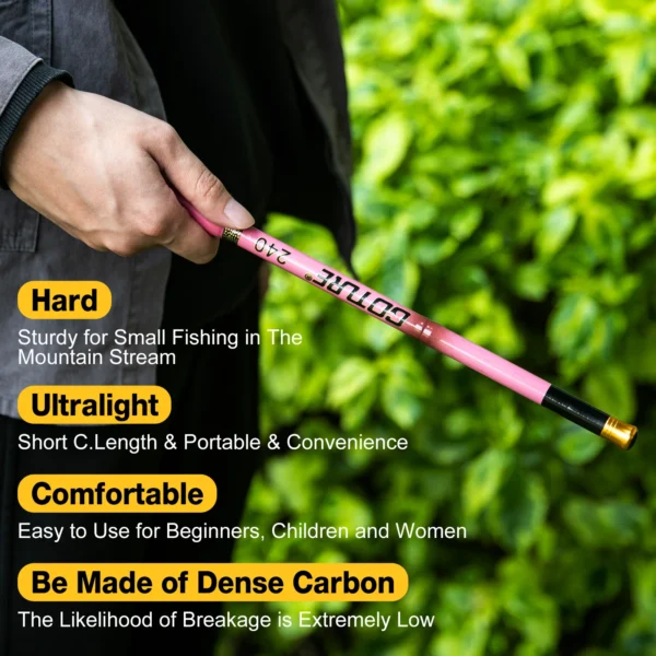 Goture Pink 1.4-4.5m Carbon Fiber Ultralight Telescopic Fishing Rod 24T Mini Hand Pole for Stream Lake Freshwater Fishing Tackle - Image 5