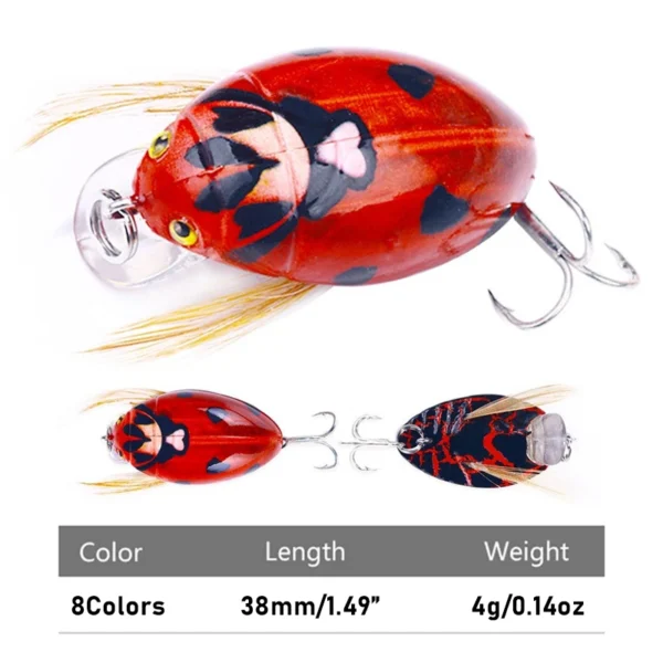 38mm 4g Minnow Lure Topwater Insect Wobblers Fishing Baits Floating Bionics Beetle Bass Lure Mini Catfish Bait for Angler Pesca - Image 2