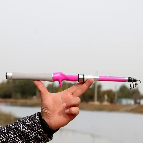 High Sensitivity Short Travel Telescopic Fishing Rods 1.5/1.8/2.1/2.4M Carbon Fiber Pink Spinning Casting Pole Lure Fishing Rod - Image 5