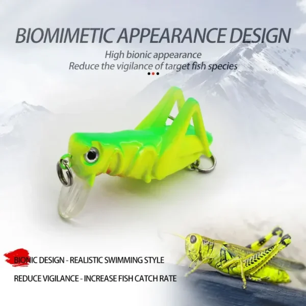 5Pcs Grasshopper Fishing Lure Hard Plastic Artificial Insect Baits Locust Cricket Crankbaits Treble Hook Flying Fishing Lure Set - Image 2