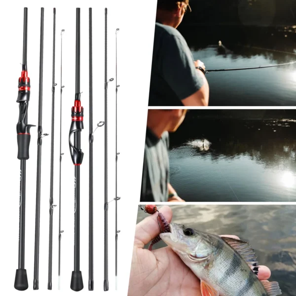 Sougayilang Casting Spinning Fishing Rod 2.1m UltraLight Carbon Fiber Rod Pole 4 Section with EVA Handle 0.8-5g Lure Weight - Image 5