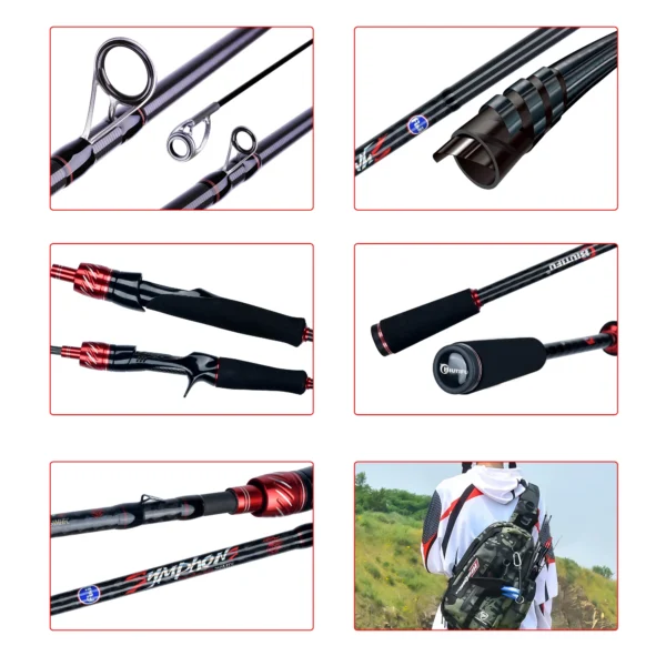 BIUTIFU Spinning Casting Fuji Lure Mini Traveller Rock Fishing Rod 3.0/2.4/2.1/1.8m T800Carbon Baitcasting Ultralight Fast 5-42g - Image 4