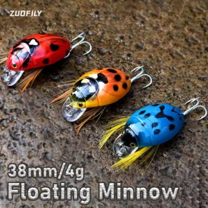 38mm 4g Minnow Lure Topwater Insect Wobblers Fishing Baits Floating Bionics Beetle Bass Lure Mini Catfish Bait for Angler Pesca