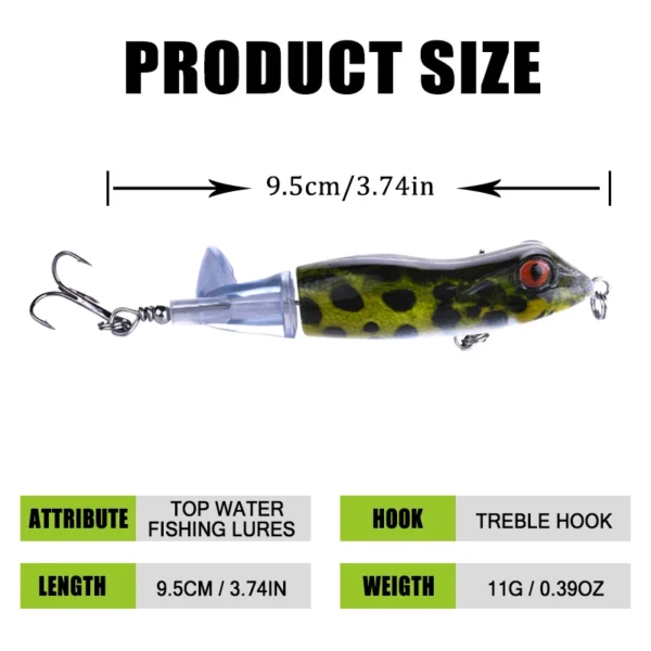 Popper Propeller Topwater Fishing Lures Artificial Bait Hard Crankbait Wobbler Rotating Tail Fishing Tackle - Image 2