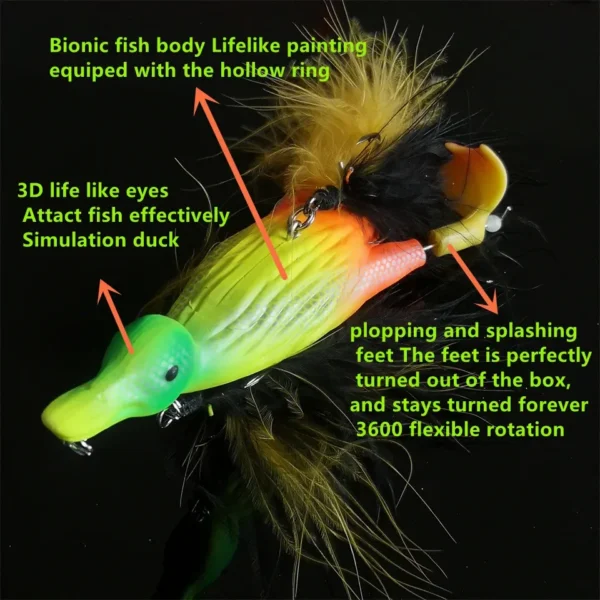 3D 29G DUCK Topwater Fishing Lure Floating Artificial Bait Plopping and Splashing Feet Hard Fishing Tackle Geer - Image 3