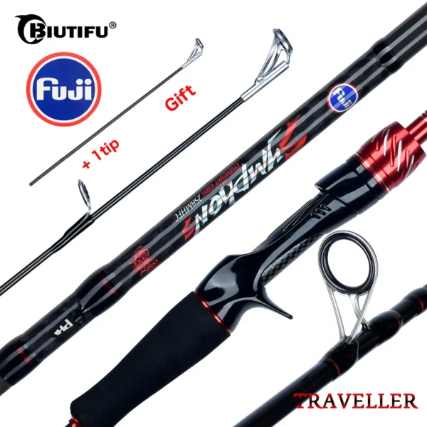 BIUTIFU Spinning Casting Fuji Lure Mini Traveller Rock Fishing Rod 3.0/2.4/2.1/1.8m T800Carbon Baitcasting Ultralight Fast 5-42g - Image 7