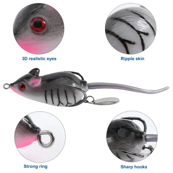 1pcs Soft Plastic Mice Rat Tube Frog Artificial Bait For Fishing Tackle Mouse Swimbait Pike Bass Floating Fishing Lures Topwater - Image 6