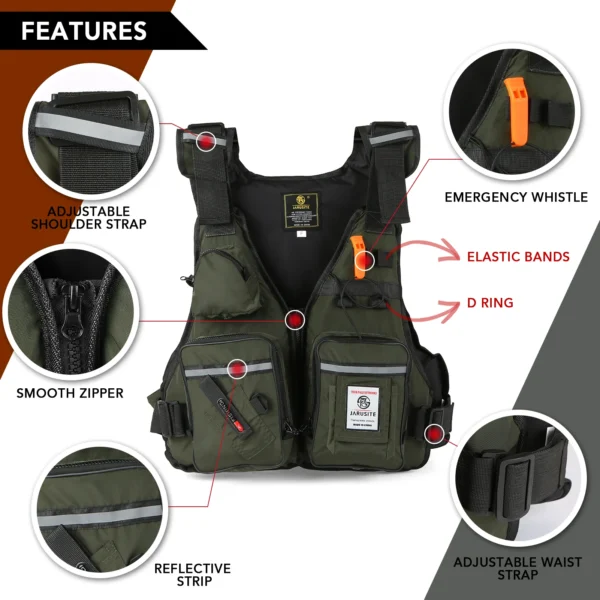 Men Professional Life Jacket Buoyancy Suit Portable Fishing Vests Multi-Pockets Waterproof Sea Fishing Adjustable Vest 2022 New - Image 4