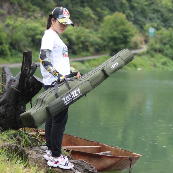 Portable Foldable Fishing Rod Carrier Fish Pole Reel Tools Storage Bag Case 122cm / 152cm / 182cm - Image 4