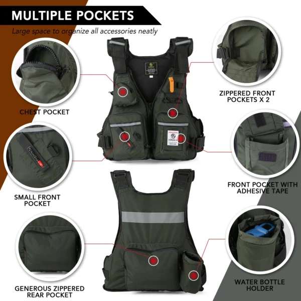 Men Professional Life Jacket Buoyancy Suit Portable Fishing Vests Multi-Pockets Waterproof Sea Fishing Adjustable Vest 2022 New - Image 3