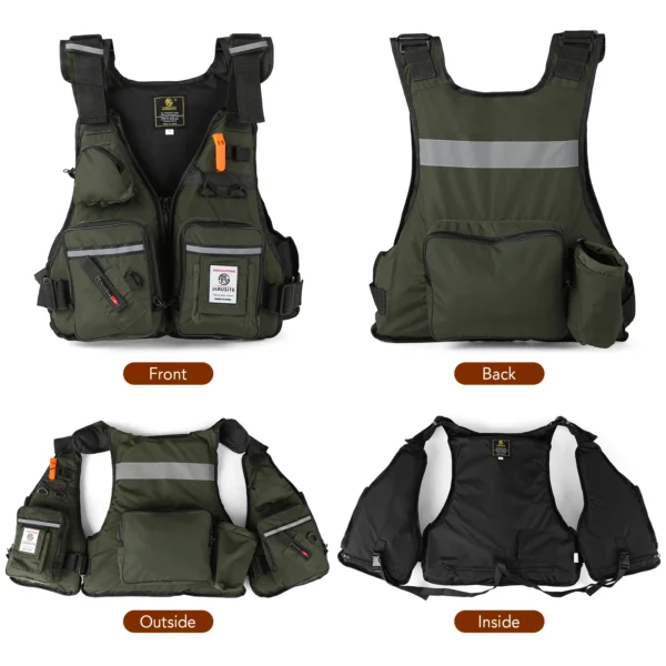 Men Professional Life Jacket Buoyancy Suit Portable Fishing Vests Multi-Pockets Waterproof Sea Fishing Adjustable Vest 2022 New - Image 2