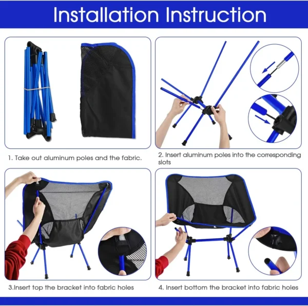 Folding Chair Ultralight Detachable Portable Lightweight Chair Folding Extended Seat  Fishing Camping Home BBQ Garden Hiking - Image 3