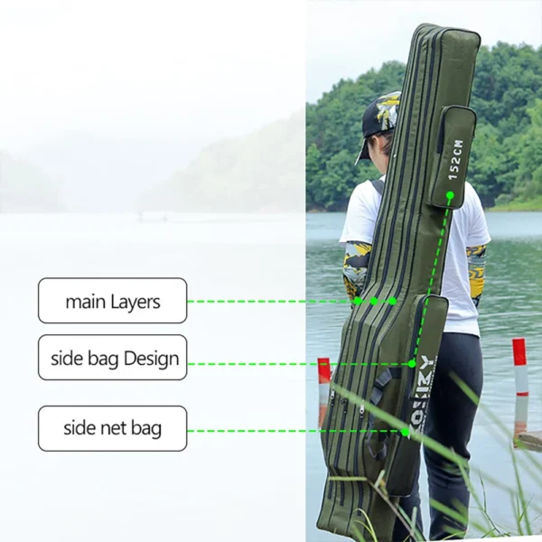Portable Foldable Fishing Rod Carrier Fish Pole Reel Tools Storage Bag Case 122cm / 152cm / 182cm - Image 5
