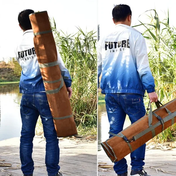 120cm 130cm 150cm Canvas Fishing Bag Waterproof Fishing Rod Umbrella Tackle Gear Storage Case Portable Roll Up Shoulder Bags - Image 2