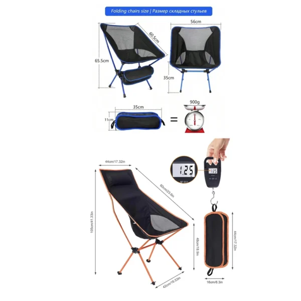 Folding Chair Ultralight Detachable Portable Lightweight Chair Folding Extended Seat  Fishing Camping Home BBQ Garden Hiking - Image 6