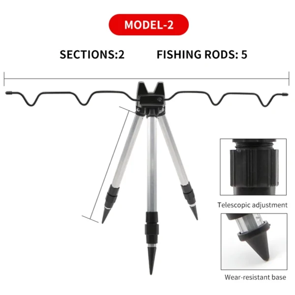 Sideny-Telescopic Bracket Holder,Sea Pole Support Frame, 3-Fold Fishing Rod Rest Base, Fishing Rod Load-Bearing, Tripod Stand - Image 2