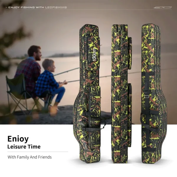 1.3m/1.5m 2-layer foldable large belly sea fishing bag, double shoulder fishing rod bag, outdoor storage tool kit for fishing - Image 5