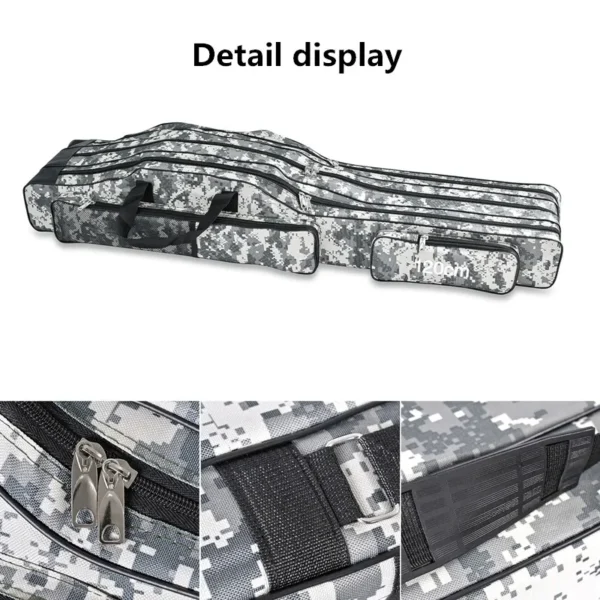 1.2m/1.5m three-layer foldable large belly sea fishing bag, double shoulder fishing rod bag, tool kit for outdoor storage - Image 3
